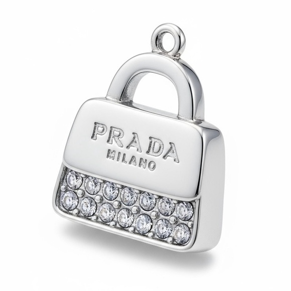 PRADA AUTHENTIC Silver Pendant Charm NEW - Picture 3 of 14